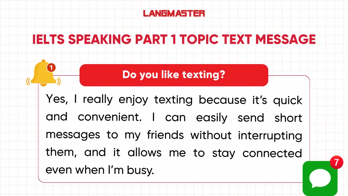 Do you like texting? Sample ielts speaking part 1
