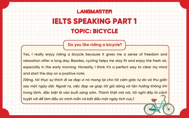 Do you like riding a bicycle? ielts speaking part 1