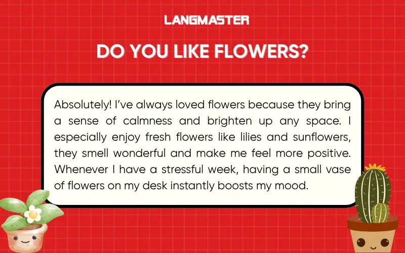 IELTS Speaking part 1: Do you like flowers?