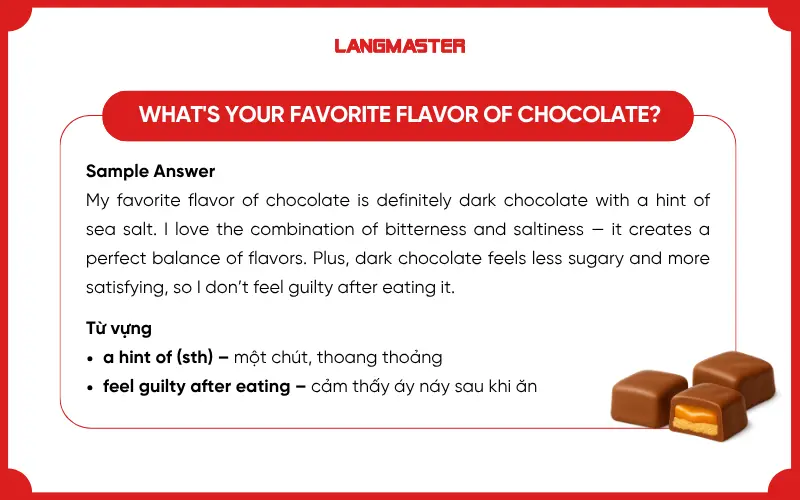 Bài mẫu chủ đề Chocolate – IELTS Speaking Part 1