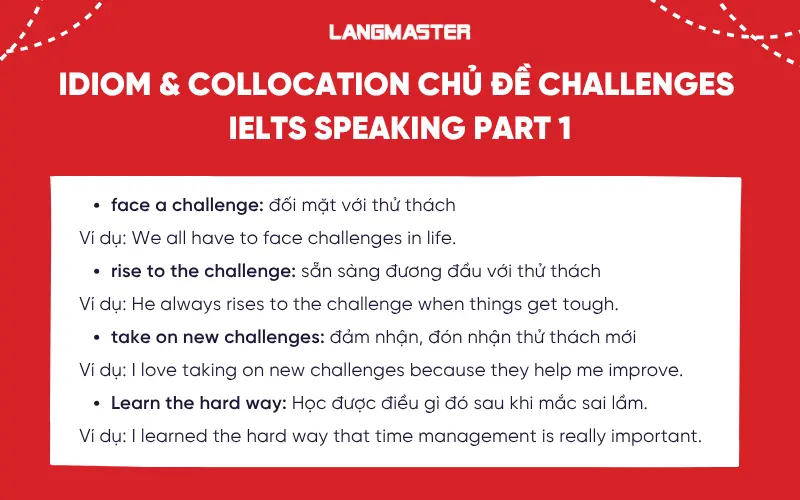 Idiom & Collocation chủ đề challenges IELTS Speaking Part 1