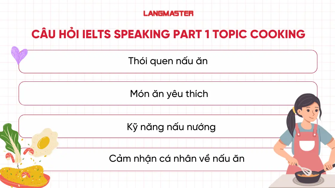 câu hỏi IELTS Speaking Part 1 topic Cooking