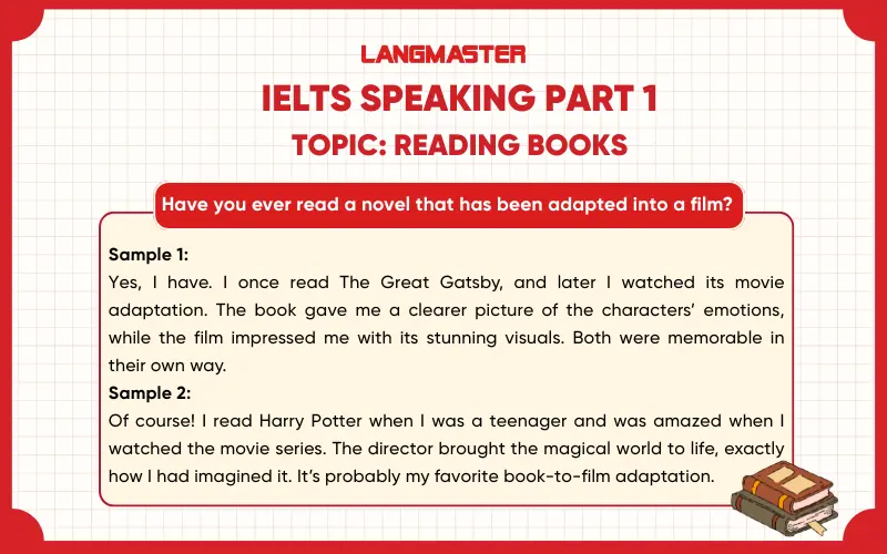 Have you ever read a novel that has been adapted into a film? ielts speaking part 1