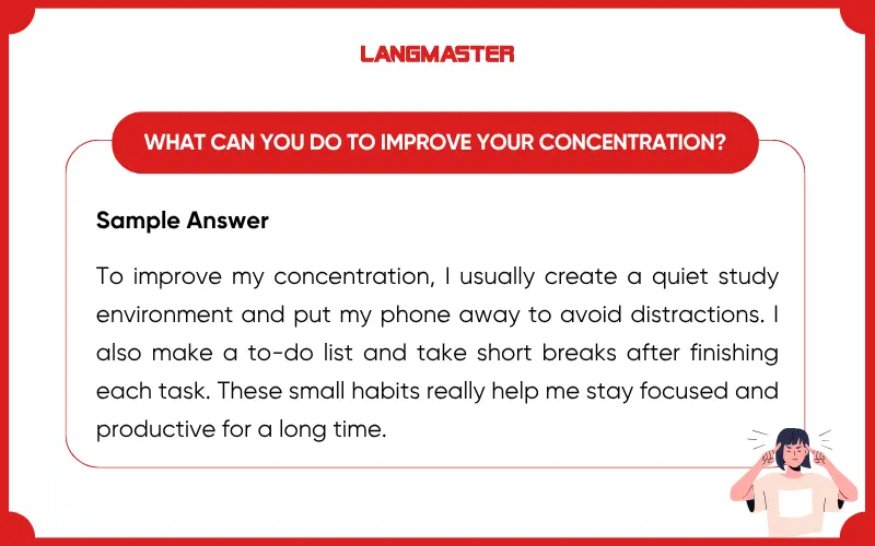 Bài mẫu IELTS Speaking Part 1 Topic Concentration