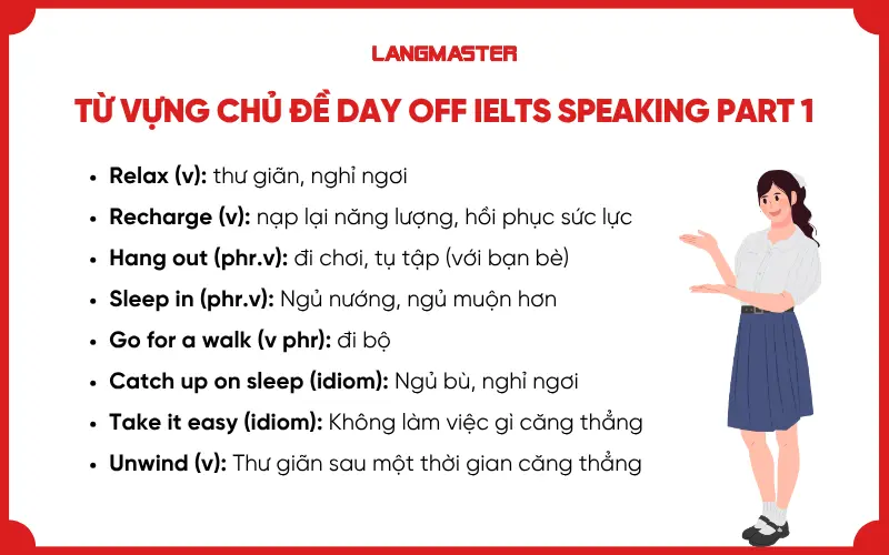 Từ vựng chủ đề Day off IELTS Speaking Part 1