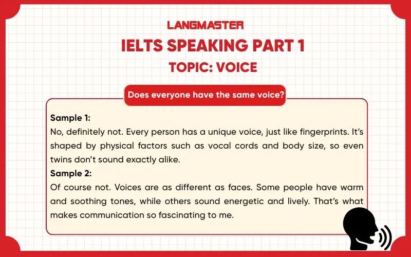 Does everyone have the same voice? ielts speaking part 1