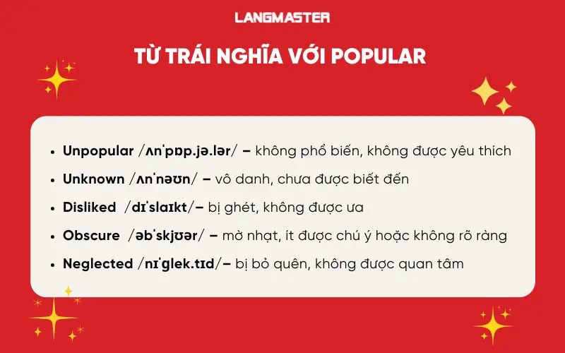 từ trái nghĩa với popular