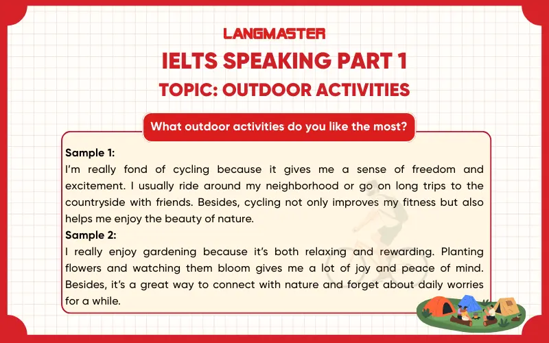 What outdoor activities do you like the most? ielts speaking part 1