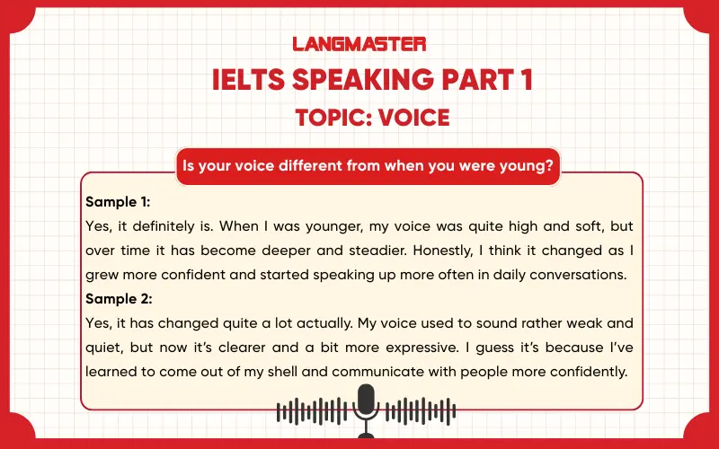 Is your voice different from when you were young? ielts speaking part 1