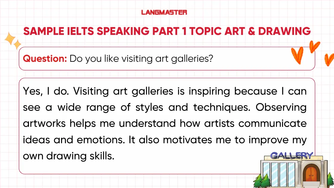 Do you like visiting art galleries? ielts speaking part 1 art drawing