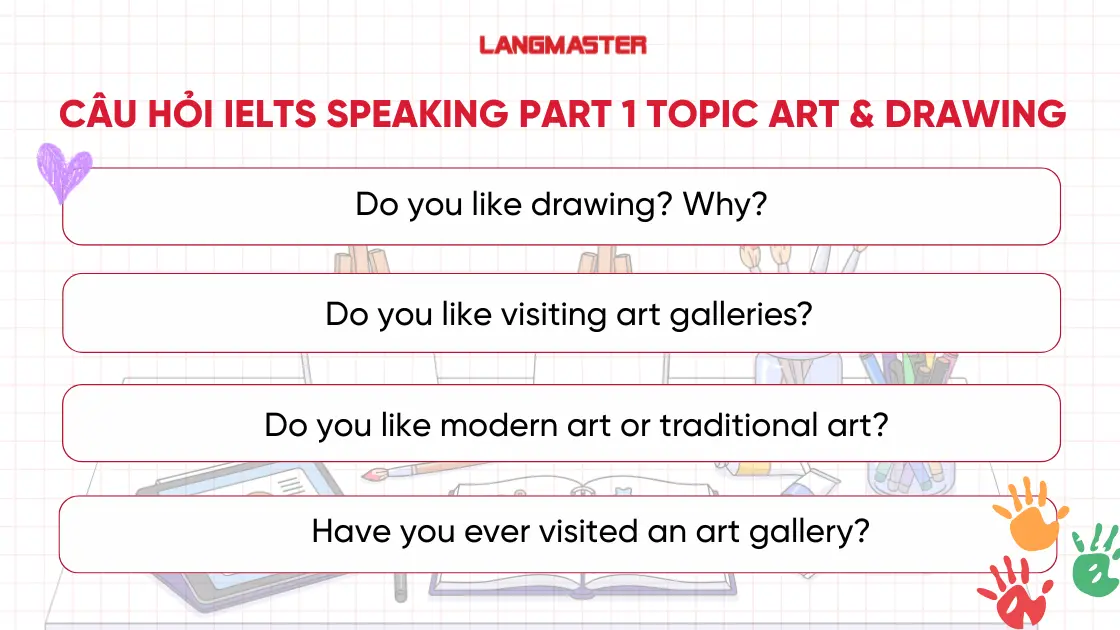 Tổng hợp câu hỏi IELTS Speaking Part 1 topic Art & Drawing
