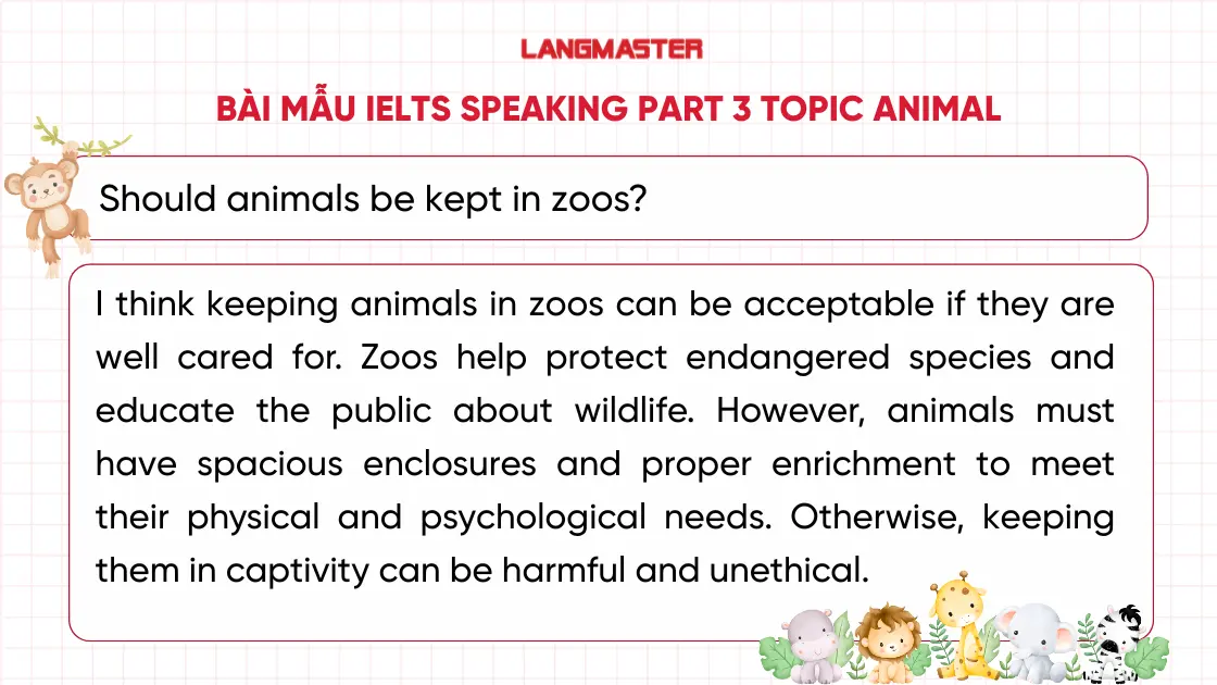 Bài mẫu chủ đề Animal - IELTS Speaking Part 3