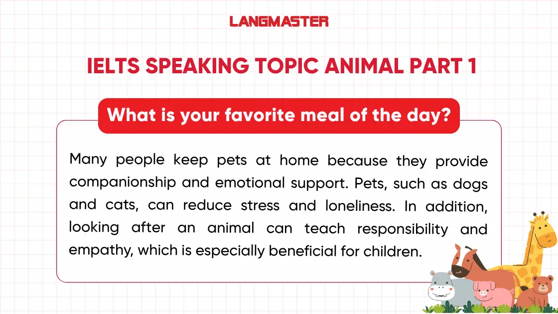 What is your favorite meal of the day? ielt speaking part 1 animal