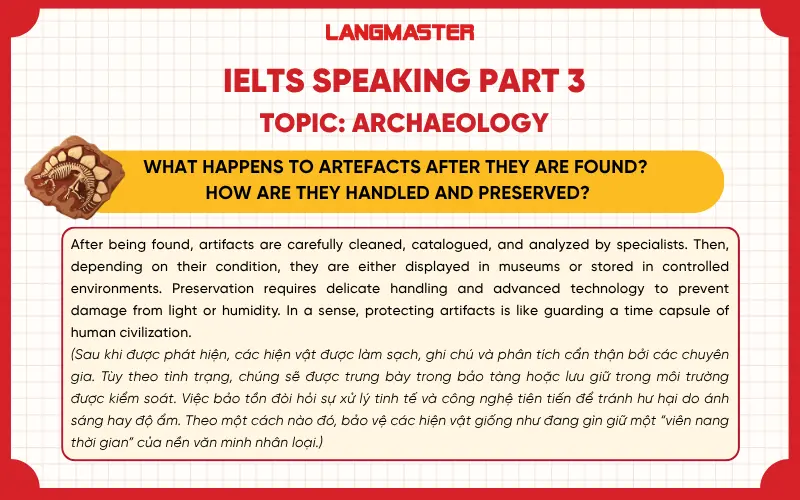 What happens to artefacts after they are found? How are they handled and preserved? ielts speaking part 3