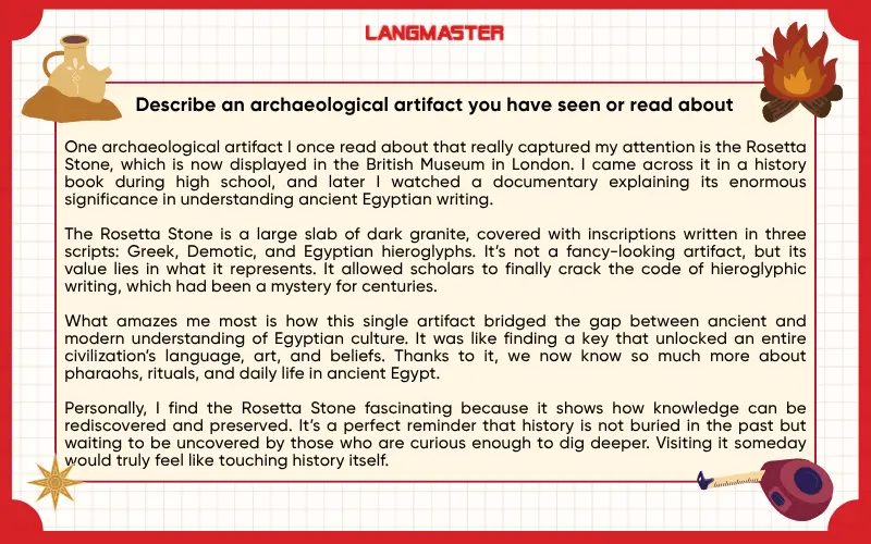 Describe an archaeological artifact you have seen or read about ielts speaking part 2