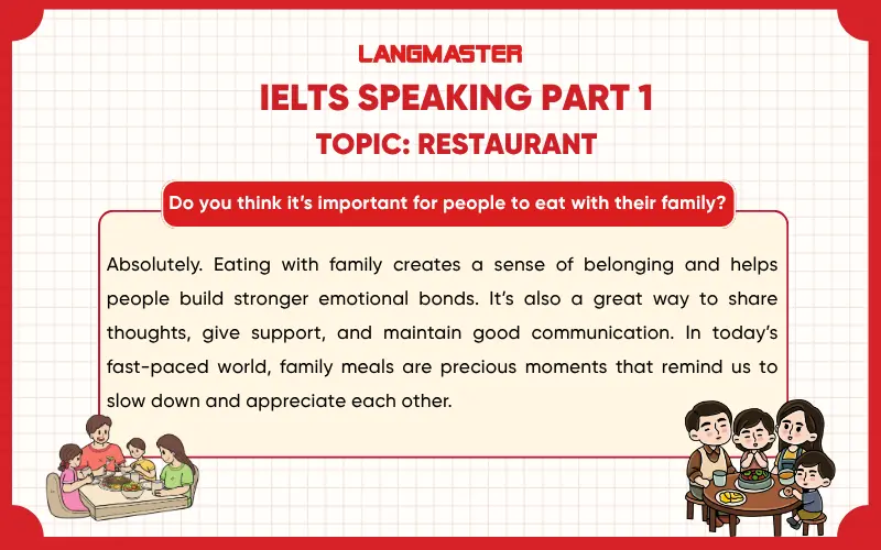 Do you think it’s important for people to eat with their family? ielts speaking part 1
