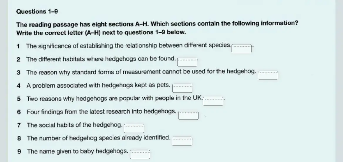 Đề bài ielts reading meet the hedgehogs