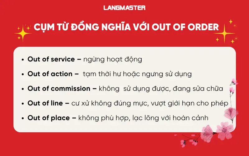 Từ đồng nghĩa với Out of order
