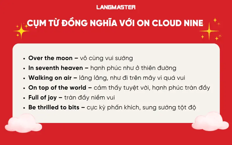 Cụm từ đồng nghĩa với On cloud nine