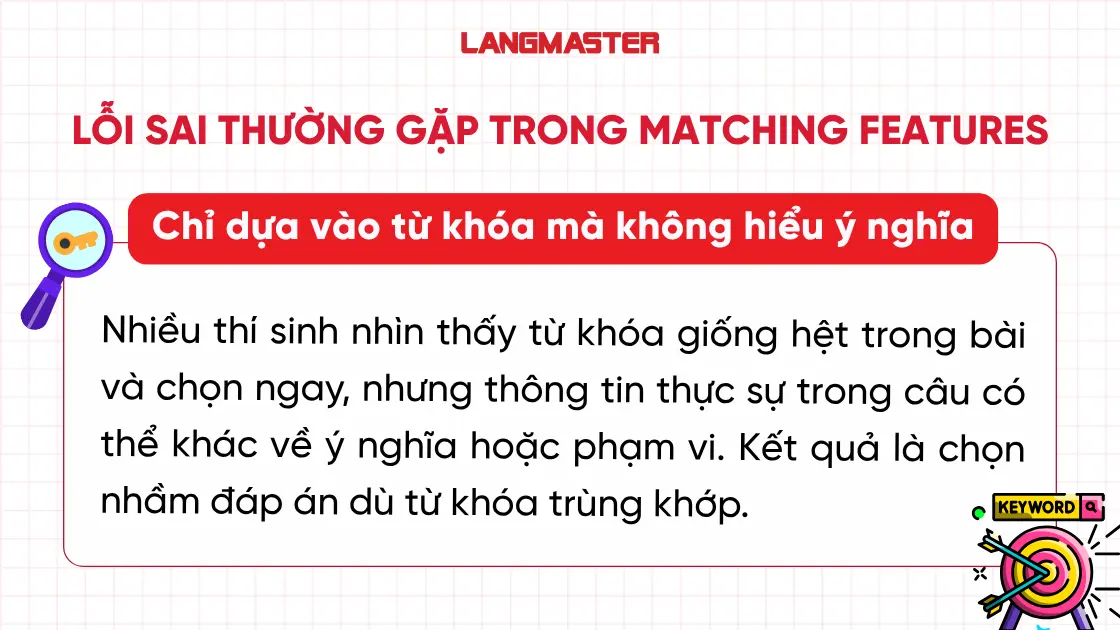 Lỗi sai thường gặp trong ielts reading matching features