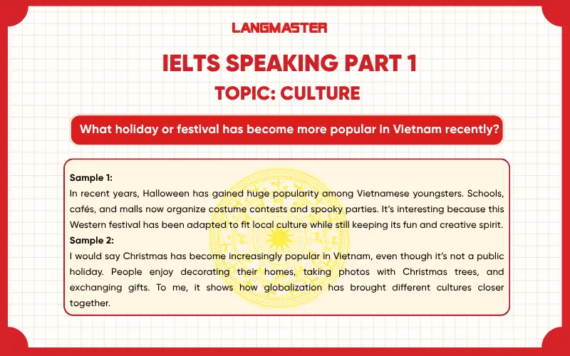 What holiday or festival has become more popular in Vietnam recently? ielts speaking part 1
