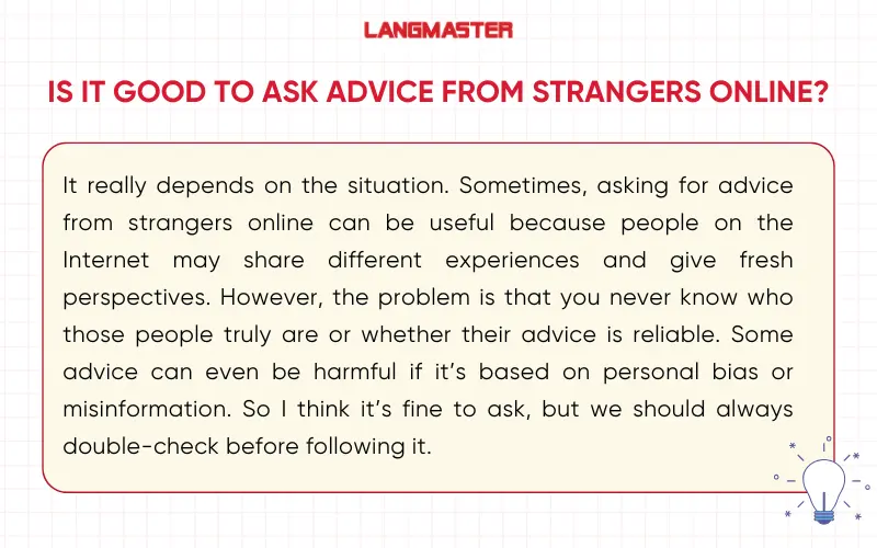 Bài mẫu IELTS Speaking Part 3 Advice