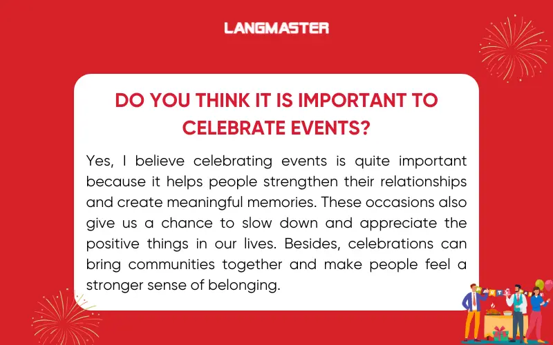 Bài mẫu IELTS Speaking Part 3 Topic Events