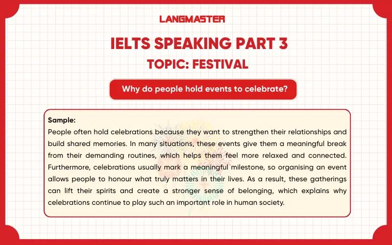 Why do people hold events to celebrate? ielts speaking part 1