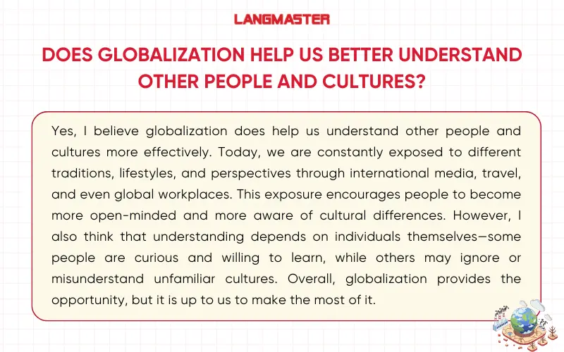 Bài mẫu IELTS Speaking Part 3 Globalization