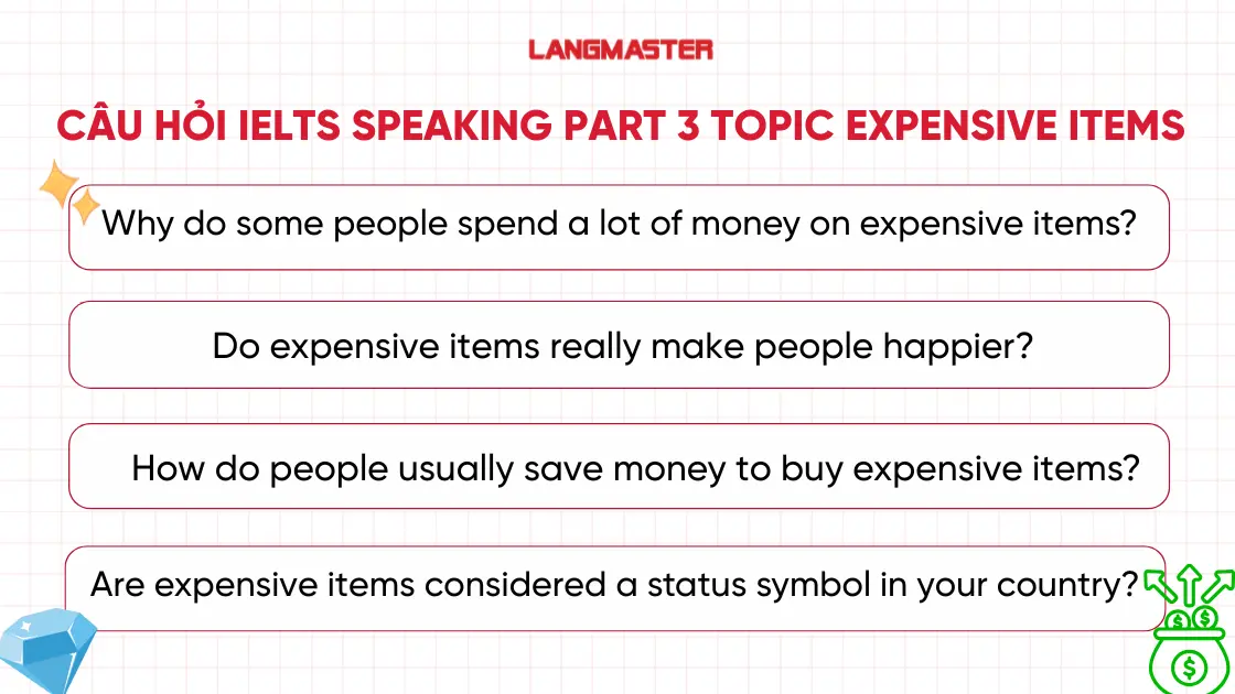 Tổng hợp câu hỏi IELTS Speaking Part 3 topic Expensive items
