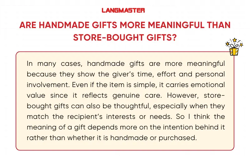 Sample mẫu IELTS Speaking Part 3 Gift