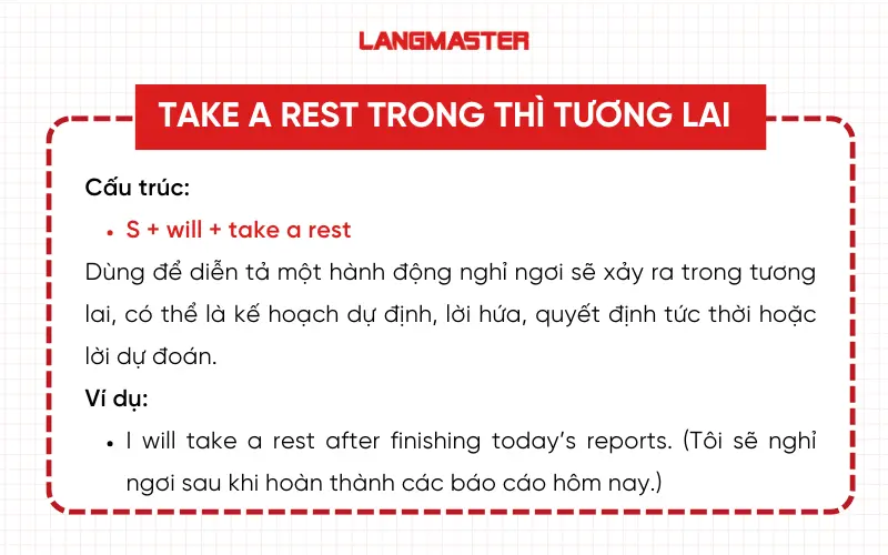Cấu trúc và cách sử dụng take a rest