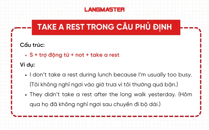 Cấu trúc và cách sử dụng take a rest