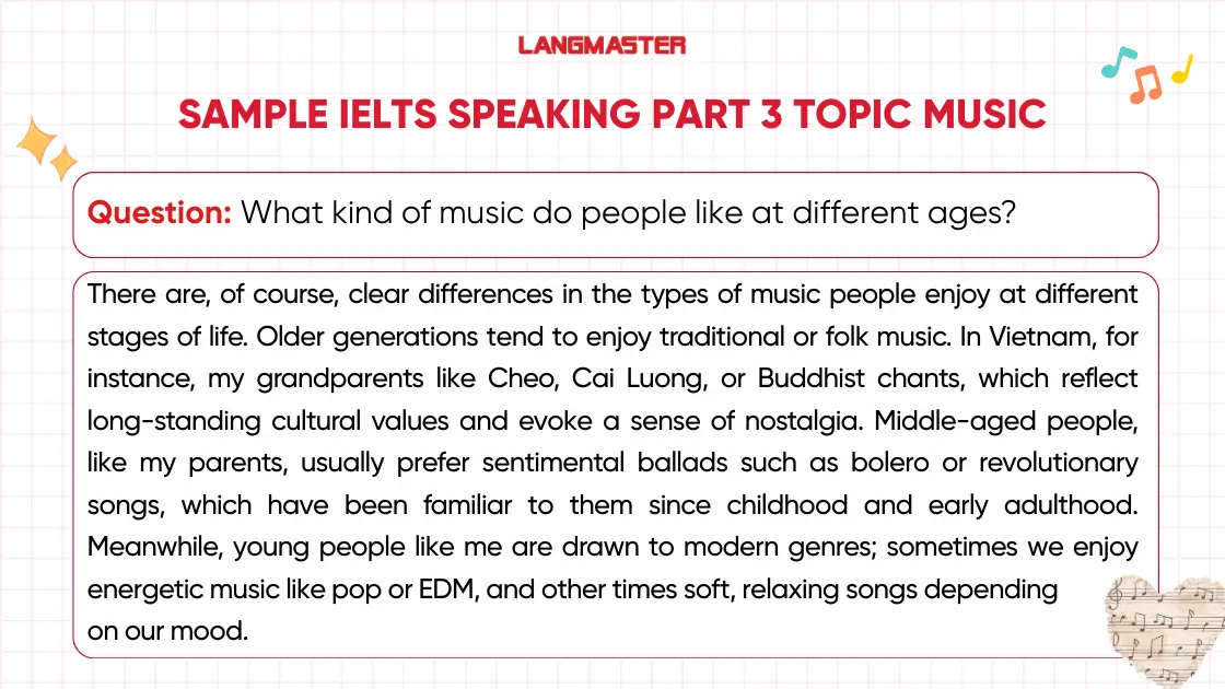 What kind of music do people like at different ages? ielts speaking part 3