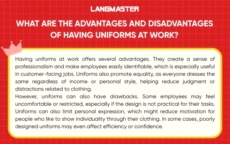 What are the advantages and disadvantages of having uniforms at work?