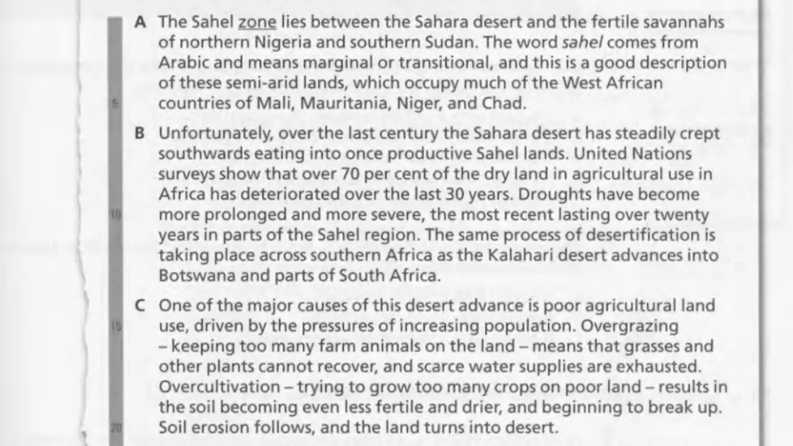Đề thi thật IELTS Reading Deforestation and Desertification