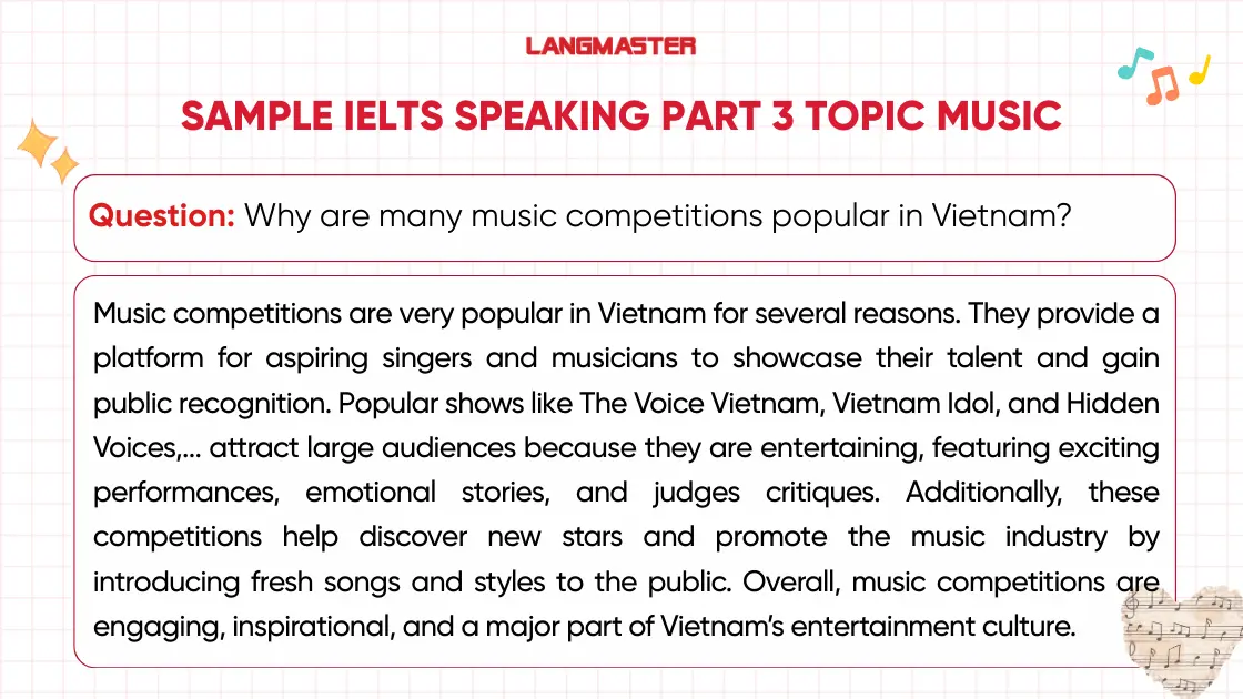 Why are many music competitions popular in Vietnam? ielts speaking part 3