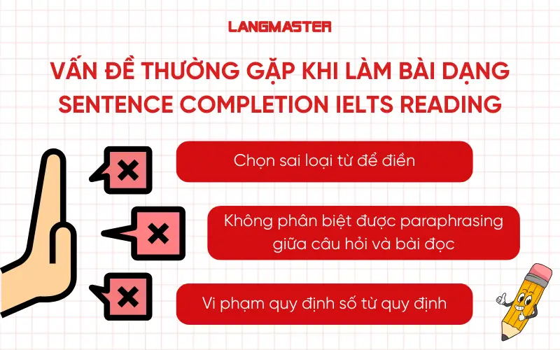 Vấn đề thường gặp khi làm bài dạng Sentence Completion IELTS Reading