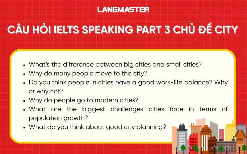 Câu hỏi IELTS Speaking Part 3 chủ đề City