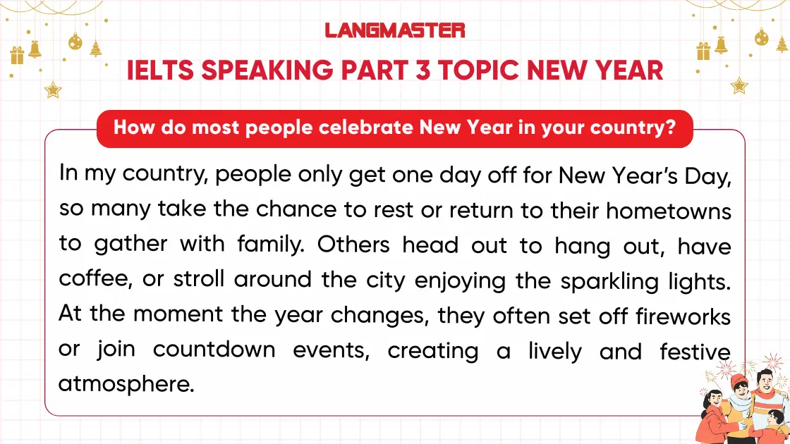 Bài mẫu IELTS Speaking Part 3 topic New Year thường gặp