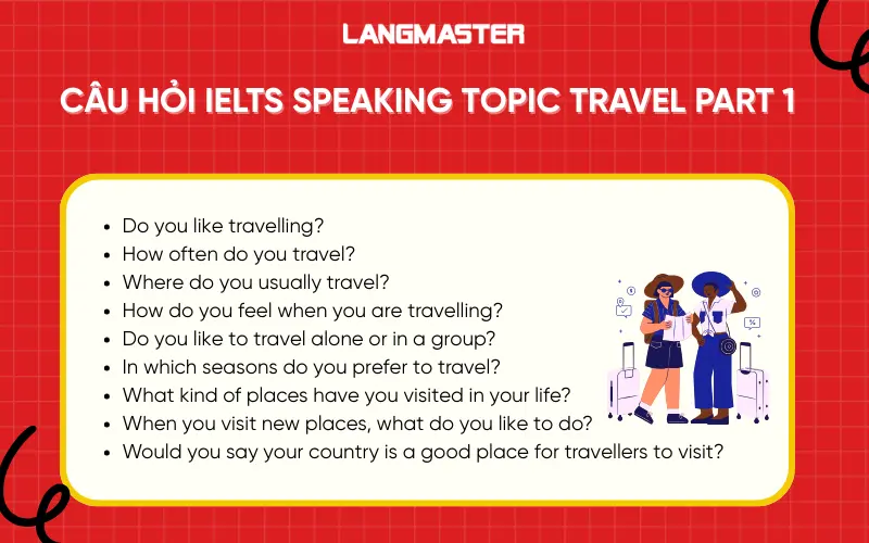 Câu hỏi IELTS Speaking Topic Travel Part 1