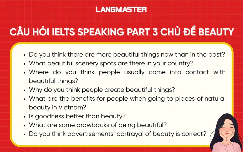 Câu hỏi IELTS Speaking Part 3 chủ đề Beauty