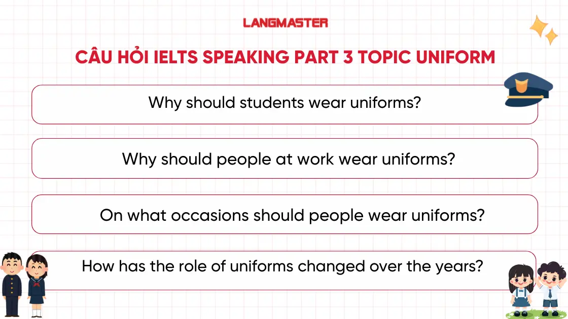 Tổng hợp câu hỏi IELTS Speaking Part 3 topic Uniform