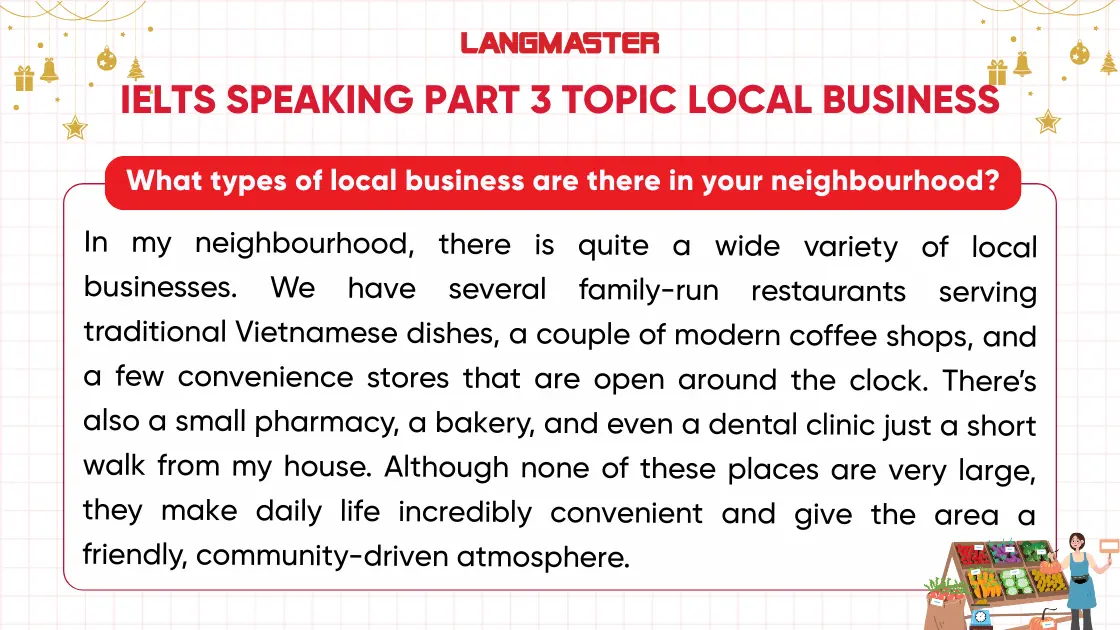 Bài mẫu ielts speaking part 3 Local Business