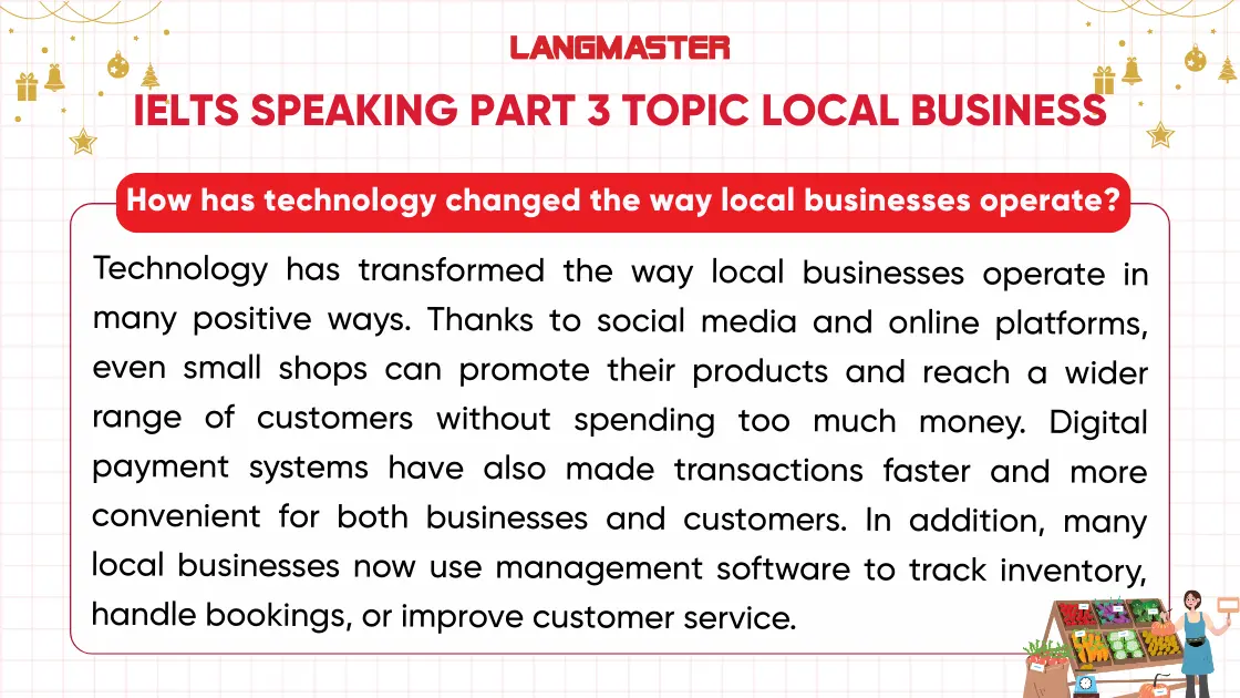 Bài mẫu ielts speaking part 3 topic Local business