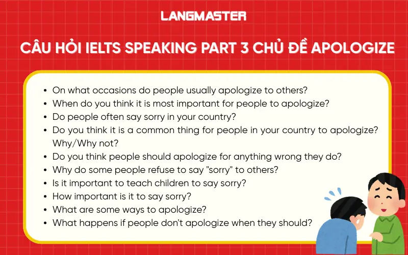 Câu hỏi IELTS Speaking Part 3 chủ đề Apologize