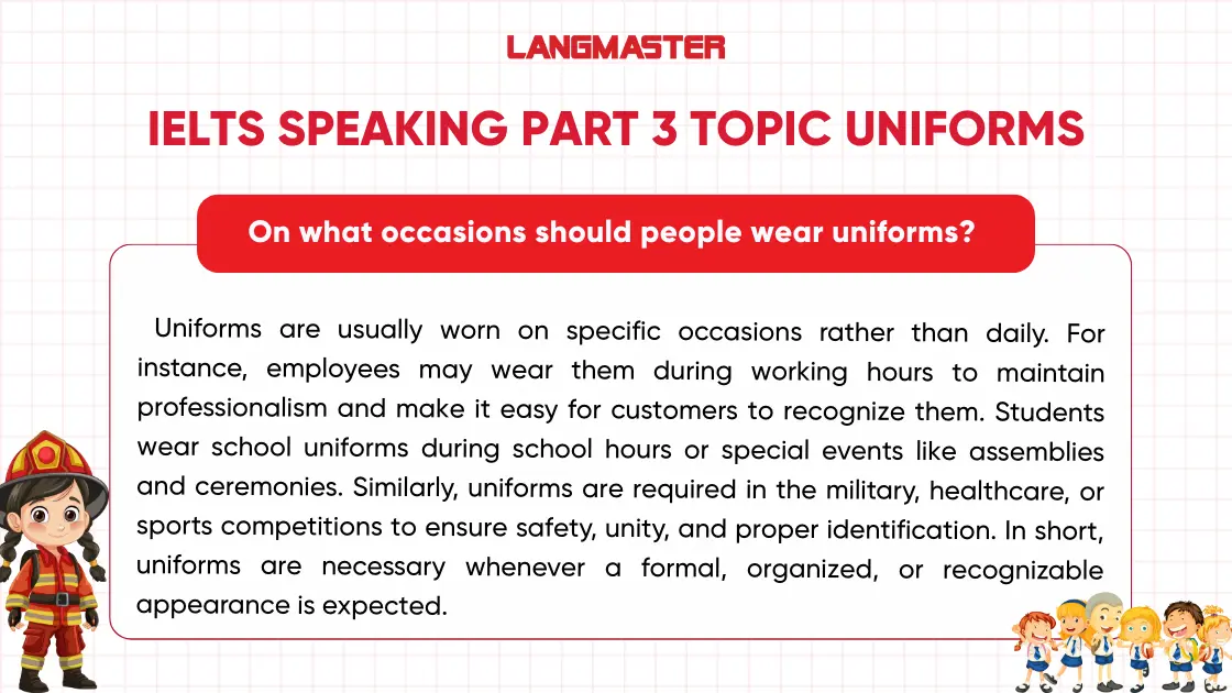 Bài mẫu IELTS Speaking part 3 uniforms