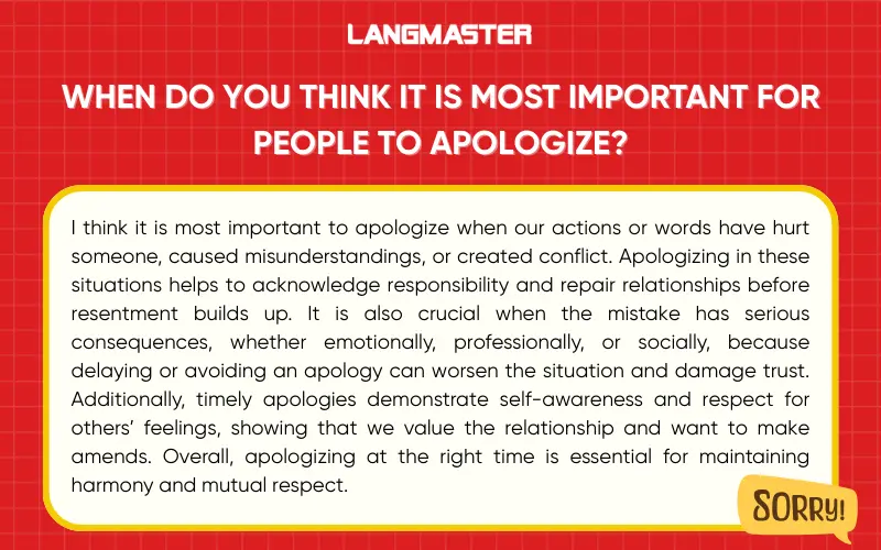 When do you think it is most important for people to apologize?