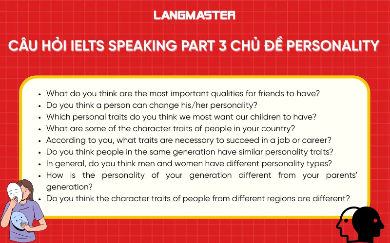Câu hỏi IELTS Speaking Part 3 chủ đề Personality
