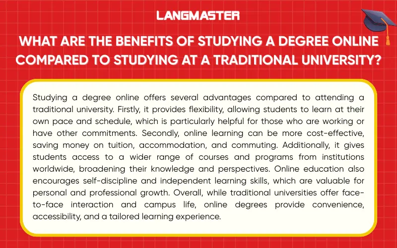 What are the benefits of studying a degree online compared to studying at a traditional university?